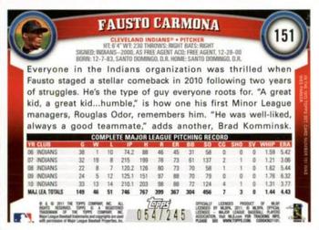 2011 Topps - Red Border #151 Fausto Carmona Back