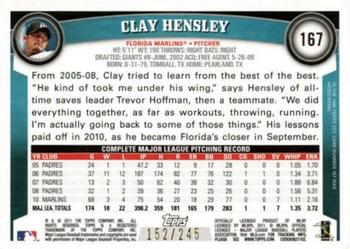 2011 Topps - Red Border #167 Clay Hensley Back