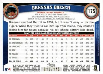 2011 Topps - Red Border #175 Brennan Boesch Back