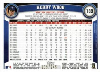 2011 Topps - Red Border #189 Kerry Wood Back
