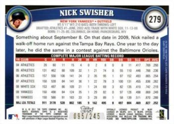 2011 Topps - Red Border #279 Nick Swisher Back