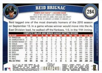 2011 Topps - Red Border #284 Reid Brignac Back