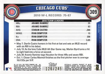 2011 Topps - Red Border #309 Chicago Cubs Back