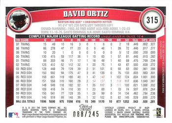 2011 Topps - Red Border #315 David Ortiz Back