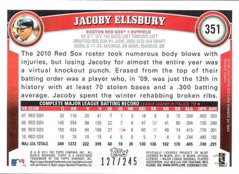 2011 Topps - Red Border #351 Jacoby Ellsbury Back