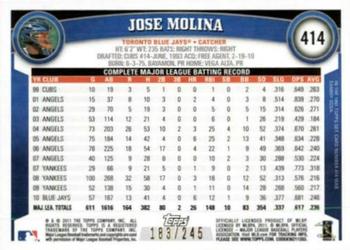 2011 Topps - Red Border #414 Jose Molina Back