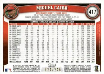 2011 Topps - Red Border #417 Miguel Cairo Back
