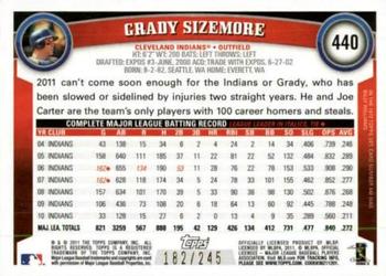 2011 Topps - Red Border #440 Grady Sizemore Back