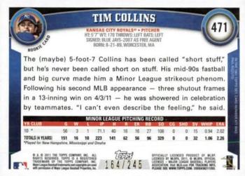 2011 Topps - Red Border #471 Tim Collins Back