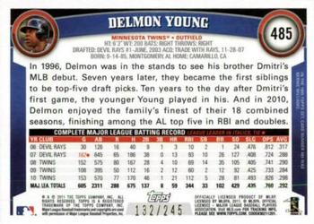 2011 Topps - Red Border #485 Delmon Young Back