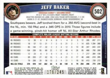 2011 Topps - Red Border #502 Jeff Baker Back