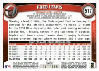 2011 Topps - Red Border #517 Fred Lewis Back