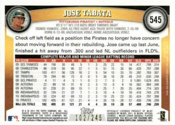 2011 Topps - Red Border #545 Jose Tabata Back