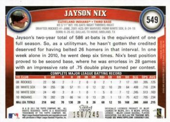 2011 Topps - Red Border #549 Jayson Nix Back