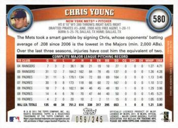 2011 Topps - Red Border #580 Chris Young Back