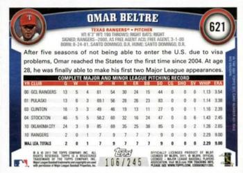 2011 Topps - Red Border #621 Omar Beltre Back