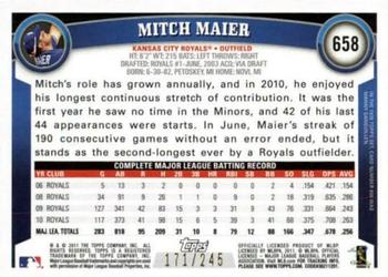 2011 Topps - Red Border #658 Mitch Maier Back