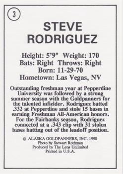 1990 Alaska Goldpanners #3 Steve Rodriguez Back