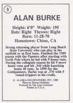 1990 Alaska Goldpanners #9 Alan Burke Back