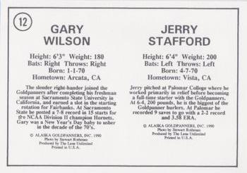 1990 Alaska Goldpanners #12 Jerry Stafford / Gary Wilson Back
