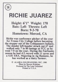 1990 Alaska Goldpanners #14 Richie Juarez Back