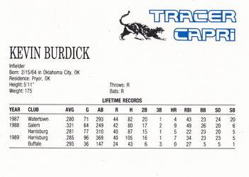 1990 Buffalo Bisons #NNO Kevin Burdick Back
