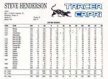 1990 Buffalo Bisons #NNO Steve Henderson Back