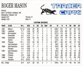 1990 Buffalo Bisons #NNO Roger Mason Back
