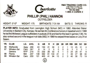 1990 Charlotte Knights #2 Phil Hannon Back
