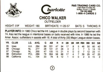 1990 Charlotte Knights #7 Chico Walker Back