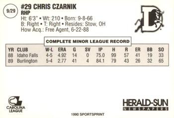 1990 Durham Bulls #9 Chris Czarnik Back