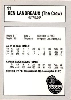 1990 El Paso Diablos All-Time Greats #41 Ken Landreaux Back