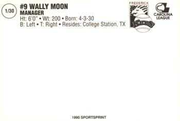 1990 SportsPrint Frederick Keys #1 Wally Moon Back