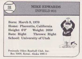 1990 Peninsula Oilers #4 Mike Edwards Back