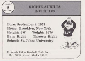 1990 Peninsula Oilers #15 Rich Aurilia Back