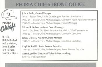 1990 Peoria Chiefs #3 John Butler / Michael Nelson / Jeffrey Reeser / Ralph Rashid / Norm Jenkins Back