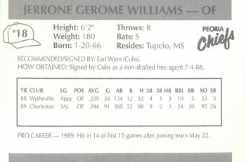 1990 Peoria Chiefs #18 Jerrone Williams Back