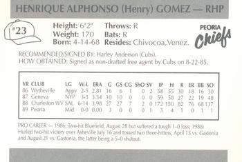 1990 Peoria Chiefs #23 Henry Gomez Back