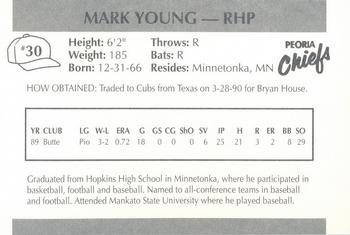 1990 Peoria Chiefs #30 Mark Young Back
