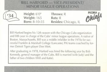 1990 Peoria Chiefs #34 Bill Harford Back