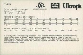 1990 Richmond Braves 25th Anniversary #17 Dale Murphy Back