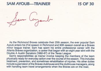 1990 Richmond Braves #15 Sam Ayoub Back