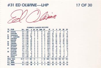 1990 Richmond Braves #17 Ed Olwine Back