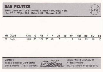 1990 Tulsa Drillers #19 Dan Peltier Back