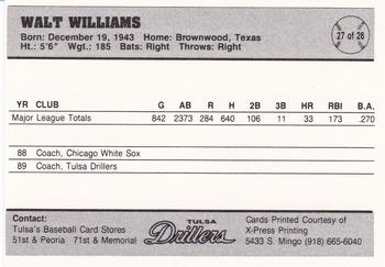 1990 Tulsa Drillers #27 Walt Williams Back