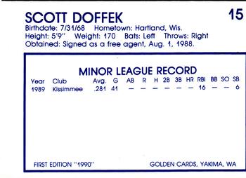 1990 Yakima Bears #15 Scott Doffek Back
