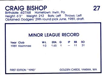 1990 Yakima Bears #27 Craig Bishop Back
