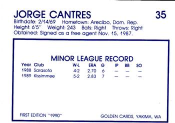 1990 Yakima Bears #35 Jorge Cantres Back