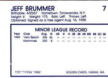 1990 Yakima Bears #7 Jeff Brummer Back