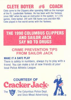1990 Columbus Clippers Police #2 Clete Boyer Back